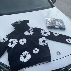 Large Black Denim Tears Hoodie